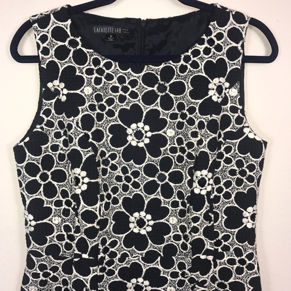 LAFAYETTE 148 BLUE WOMENS 10 LACE FLORAL DRESS - Picture 4 of 8